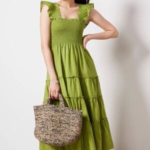 o.p.t smocked Evereve calypso maxi dress in chartreuse